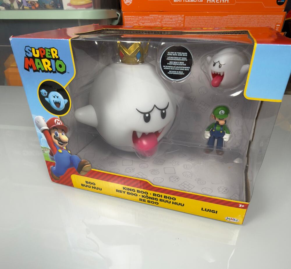 Super Mario King Boo Luigi & Boo Figure Set Glow in the Dark JAKKS NEW